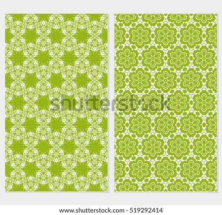 set of floral ornament for your greeting cards. green, orange color. vector illustration.
