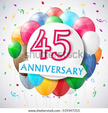 45 years anniversary celebration background with balloons. Illustration
