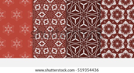 set of modern floral pattern. Seamless vector illustration. for interior design, printing, wallpaper, invitation. brown color