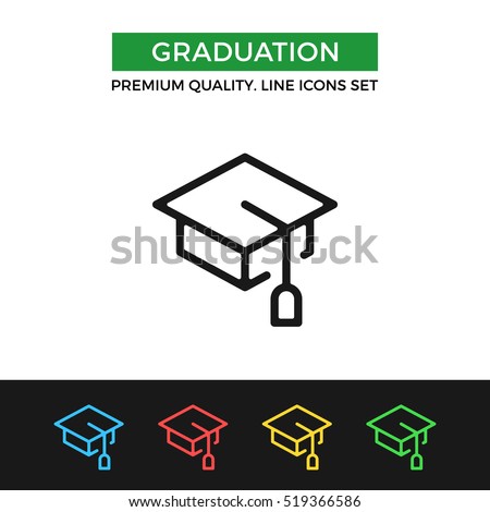 Vector graduation icon. Education, academic degree. Premium quality graphic design. Signs, outline symbols collection, simple thin line icons set for websites, web design, mobile app, infographics Royalty-Free Stock Photo #519366586