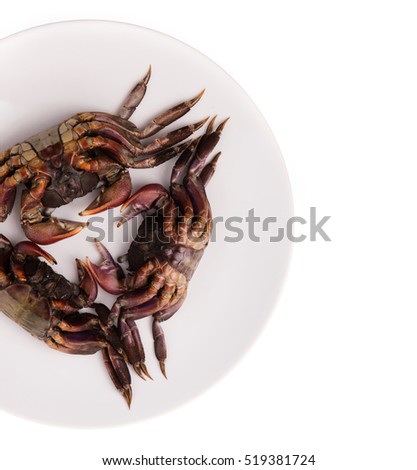 dish of fresh crab isolated on white background