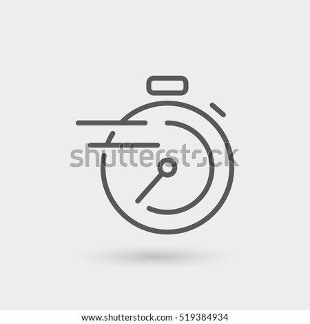 chronometer, fast service thin line icon, black color, isolated Royalty-Free Stock Photo #519384934