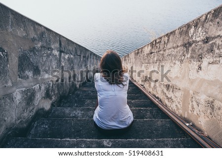 woman suffering from  fear, loneliness, depression, abuse, addiction Royalty-Free Stock Photo #519408631
