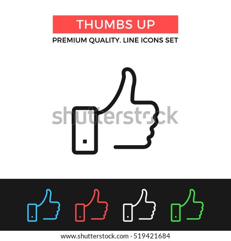 Vector thumbs up icon. Like concept. Premium quality graphic design. Modern signs, outline symbols collection, simple thin line icons set for websites, web design, mobile app, infographics Royalty-Free Stock Photo #519421684