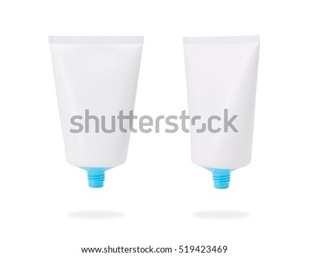 Cosmetic package or white tube bottle on isolated background with clipping path.
