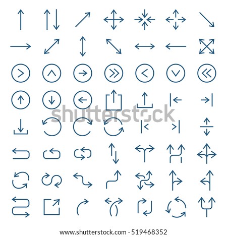 Arrow vector icon set in thin line style. Royalty-Free Stock Photo #519468352