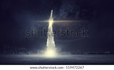 Space exploration background . Mixed media Royalty-Free Stock Photo #519472267