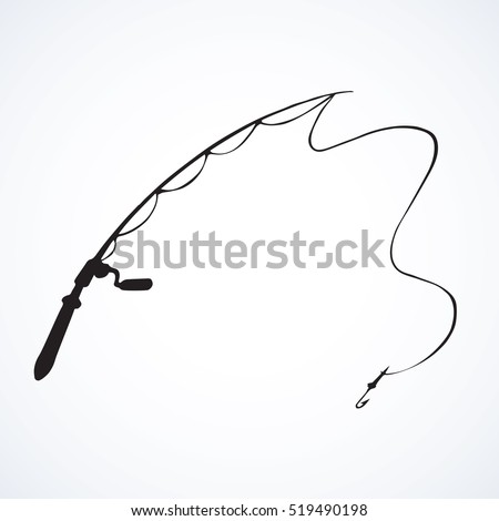 Old arm coil spinnerbait bob set isolated on white backdrop. Outline black ink hand drawn picture logo sketch in art retro cartoon engraved graphic style pen on paper. Closeup view with space for text