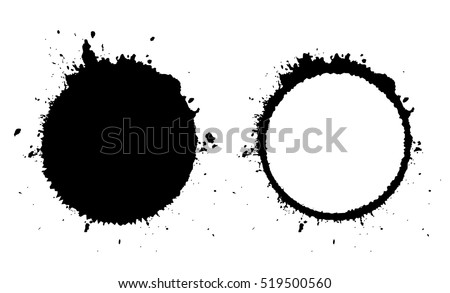 Grunge circle and blot icon vector on white background