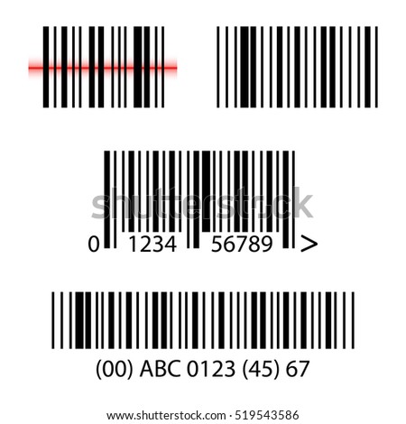 Set, collection of barcodes isolated on white background.