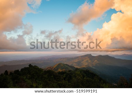 Mountain during sunset