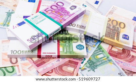 cash money. euro bills. Euro currency money Royalty-Free Stock Photo #519609727