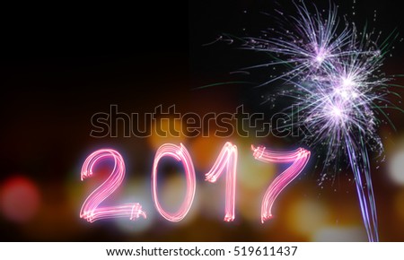 Happy new year 2017, celebration theme.