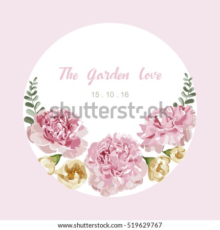 Romantic floral in garden invitation card, flower pattern vector illustration