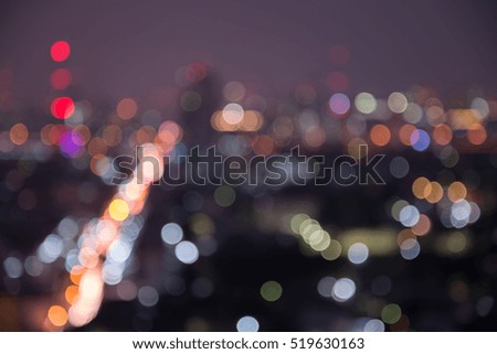 Abstract urban city night light bokeh , defocused background