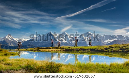 Outdoor activities in the Swiss Alps, Bernese Oberland, Switzerland. Royalty-Free Stock Photo #519632857