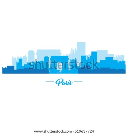 Isolated blue skyline of Paris, Vector illustration
