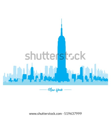 Isolated blue skyline of New York, Vector illustration