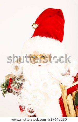 santa clause ,christmas ,winter, white, background, red ,eyes , blue , bag , back ,ornaments ,xmas ,presents ,gifts ,good ,man ,friend, decoration