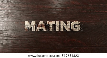 Mating - grungy wooden headline on Maple  - 3D rendered royalty free stock image. This image can be used for an online website banner ad or a print postcard.