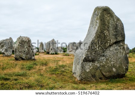 Standing stone,  brittany, Megalithic tombs, The Carnac stones France Royalty-Free Stock Photo #519676402