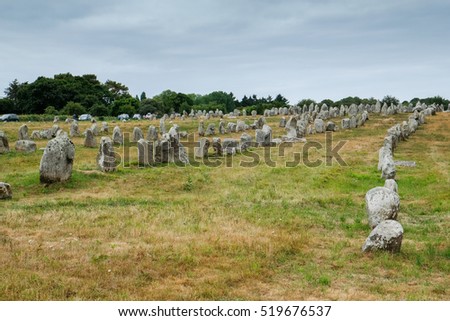 Standing stone,  brittany, Megalithic tombs, The Carnac stones France Royalty-Free Stock Photo #519676537