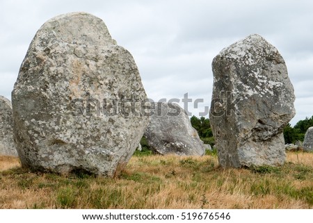 Standing stone,  brittany, Megalithic tombs, The Carnac stones France Royalty-Free Stock Photo #519676546