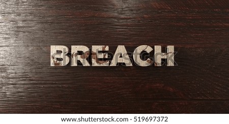 Breach - grungy wooden headline on Maple  - 3D rendered royalty free stock image. This image can be used for an online website banner ad or a print postcard.