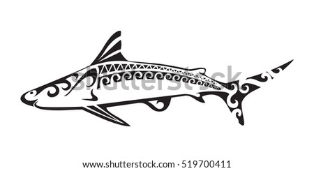 Ornamental decorative shark. Creative art icon stylized. Vector illustration
