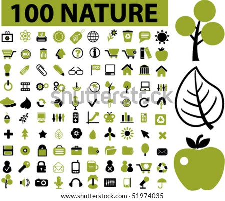100 nature signs. vector