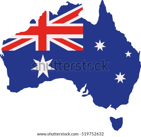 Australia map with flag Royalty-Free Stock Photo #519752632
