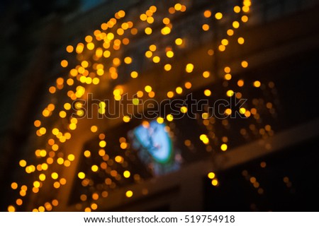 Background of blurred garlands. Christmas lights as background.