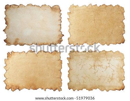 Set of old paper isolated on white background