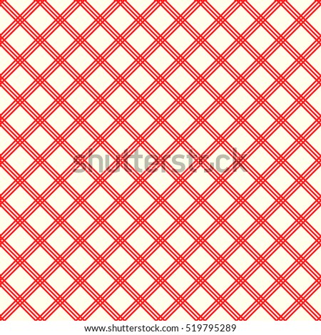 Seamless surface pattern with symmetric geometric ornament. Red diagonal stripes abstract on white background. Crossing lines wallpaper. Digital paper for textile print. Vector art illustration