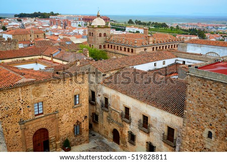 Caceres monumental aerial city in Extremadura of spain