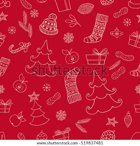 Holiday seamless background with christmas symbol. Can be used for wrapping paper, web background, wallpaper