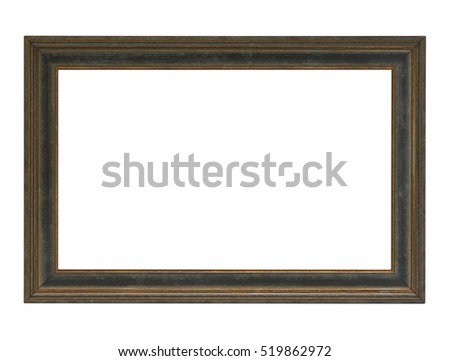RECTANGULAR DARK WOOD PICTURE FRAME ON WHITE BACKGROUND
