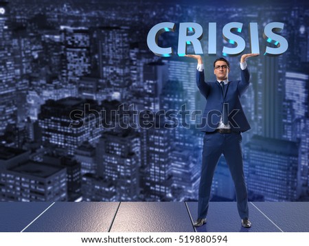 Businessman in crisis business concept