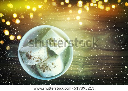 Christmas background with cup of chocolate