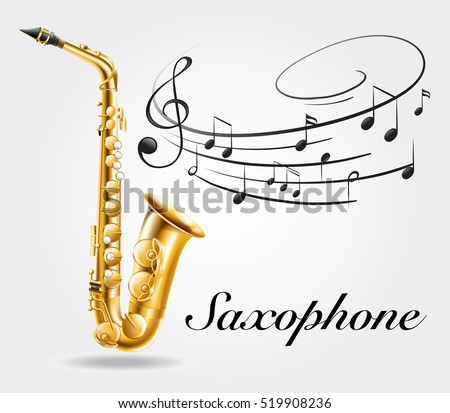 Saxophone and music notes on poster illustration