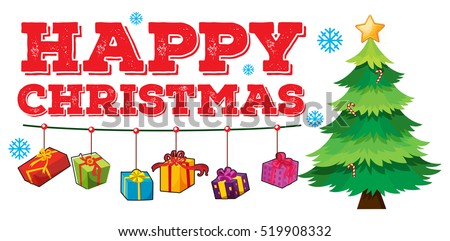 Christmas theme with tree and ornaments illustration