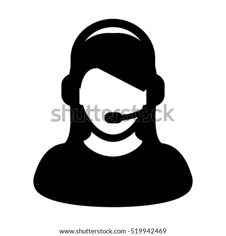 Customer Service Icon - User With Headphone Vector illustration Royalty-Free Stock Photo #519942469