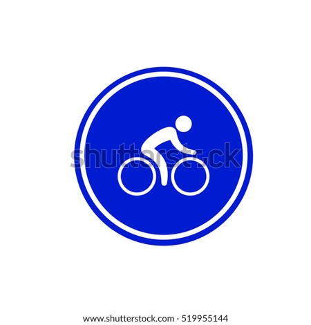 Bicycle lane sign. Sign bicycle path icon in blue circle. Rules of the road traffic symbol.