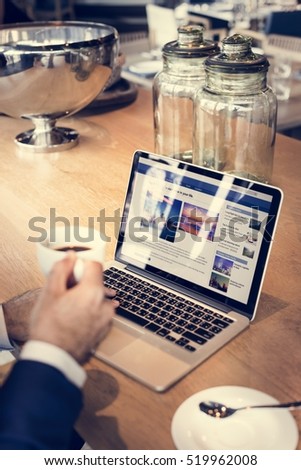 Business Man Browsing Laptop Concept