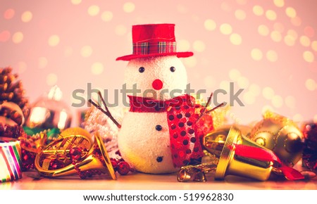 snowman merry Christmas background .warm tone 