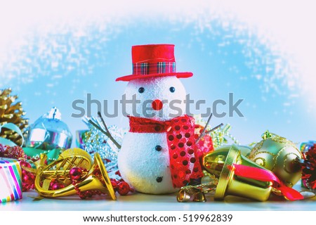 snowman merry Christmas background .cool tone 