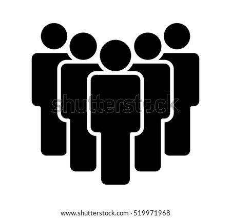 Group of five people or group of users standing flat vector icon for apps and websites