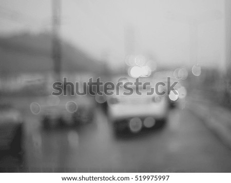 Blurred abstract background of Traffic on a rainy day