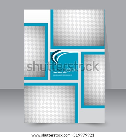 Abstract flyer design background. Brochure template. For magazine cover, business mockup, education, presentation, report. Vector illustration. Blue color.