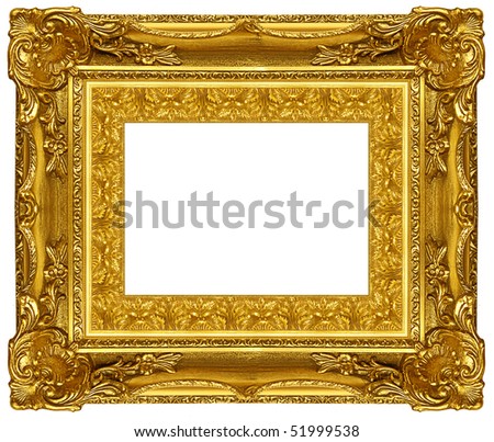 a picture gold frame on a white